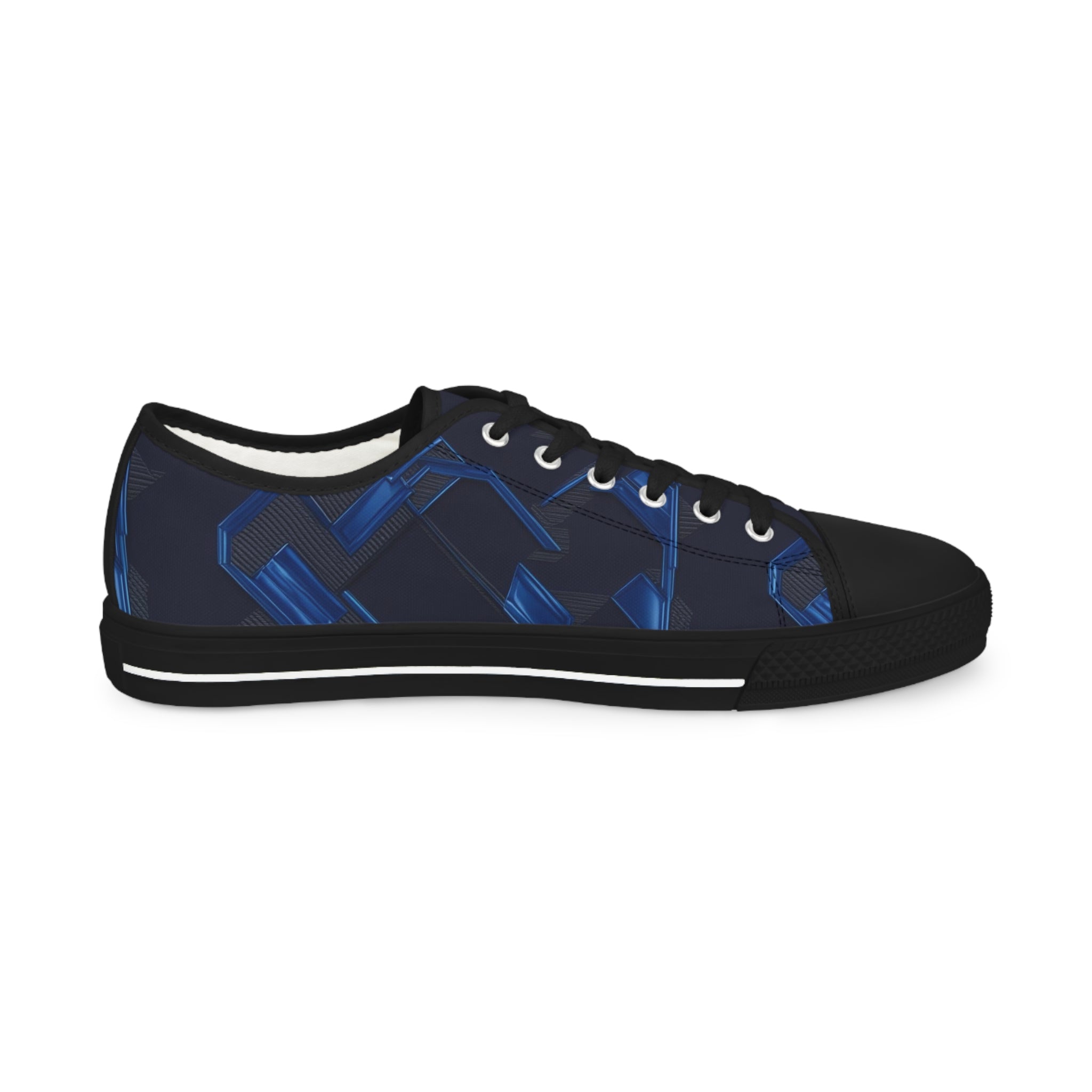 Stylish Men's Low Top Sneakers - Navy Blue with Skull Design
