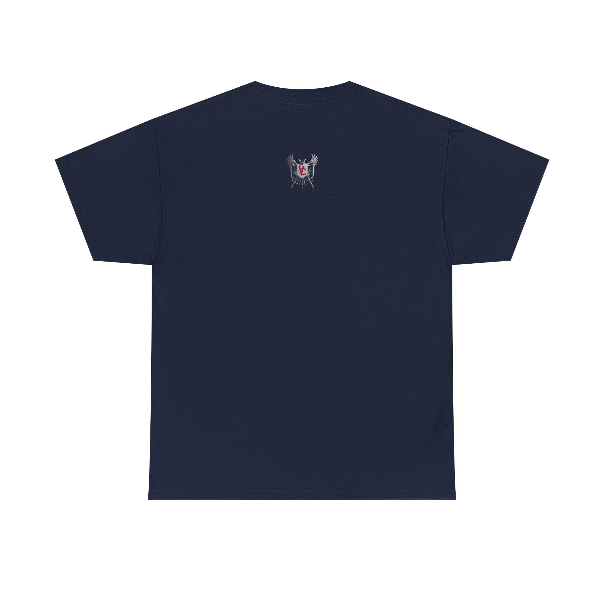 Unisex Heavy Cotton Tee with Shield Design - Bold Streetwear Style
