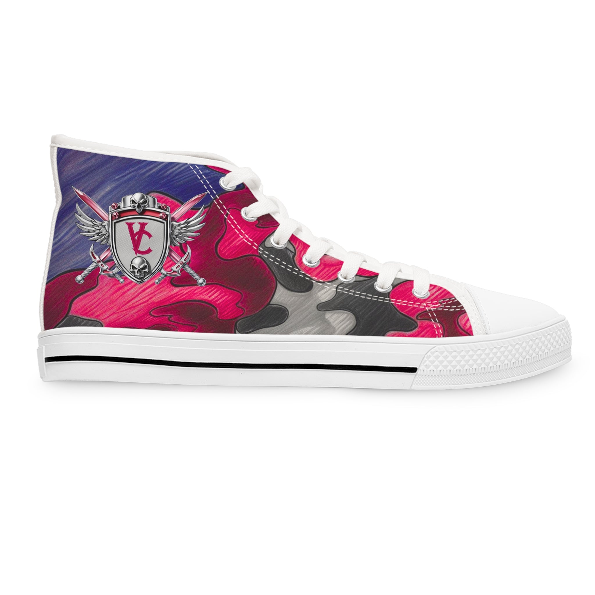 Trendy Women's High Top Sneakers - Colorful Camo Design