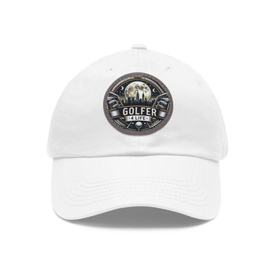 Dad Golf Hat with Leather Patch (Round), Golfer 4 Life / New York City Cap