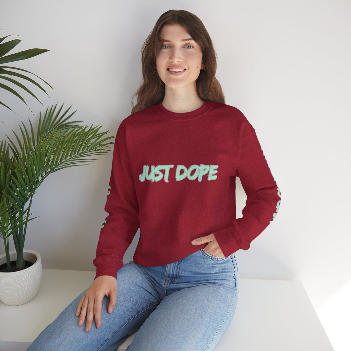 Just Dope Crewneck Sweatshirt, Vivid Creations Pull-Over Sweatshirt