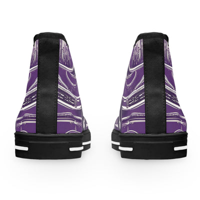 Women's High-Top Sneakers, Vivid Creations Designer Shoes Graphic Skull Design