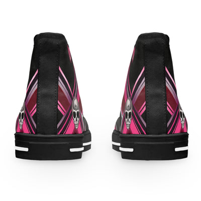 Women's High-Top Sneakers, Vivid Creations Designer Shoes Graphic Skull Design