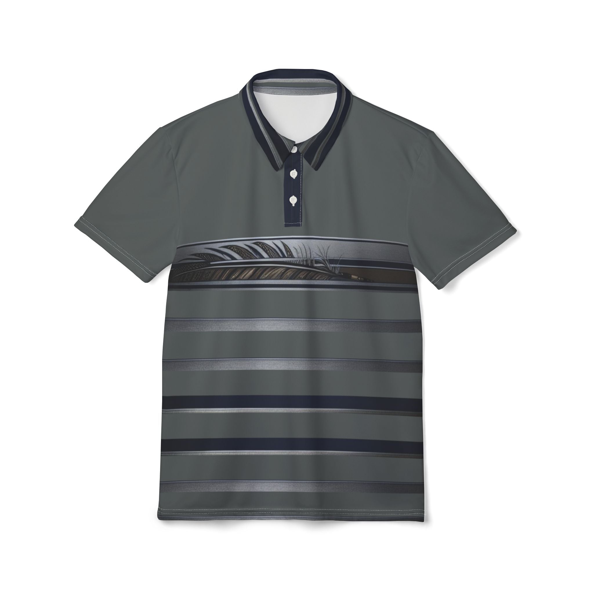 Feather Pattern Polo Shirt