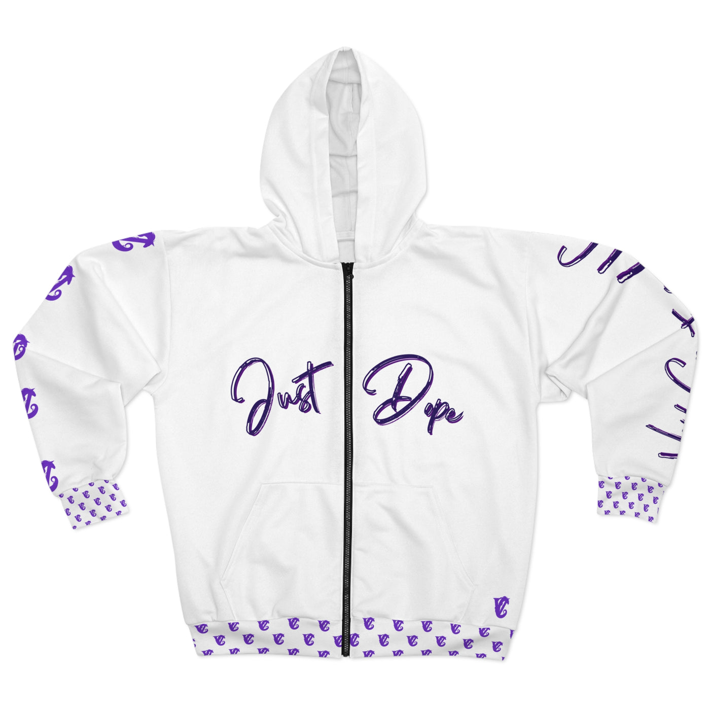 Just Dope Full-Zip Hoodie, Vivid Creations Zip-Up Hooded Sweatshirt