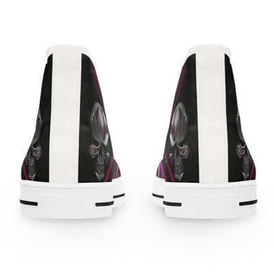 Women's High-Top Sneakers, Vivid Creations Designer Shoes Graphic Skull Design