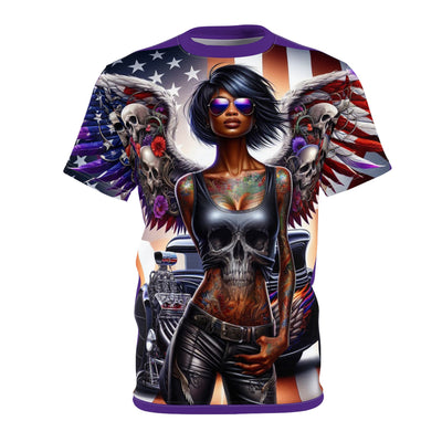 American Flag W/ Winged Female Silhouette & Hot Rod T-shirt