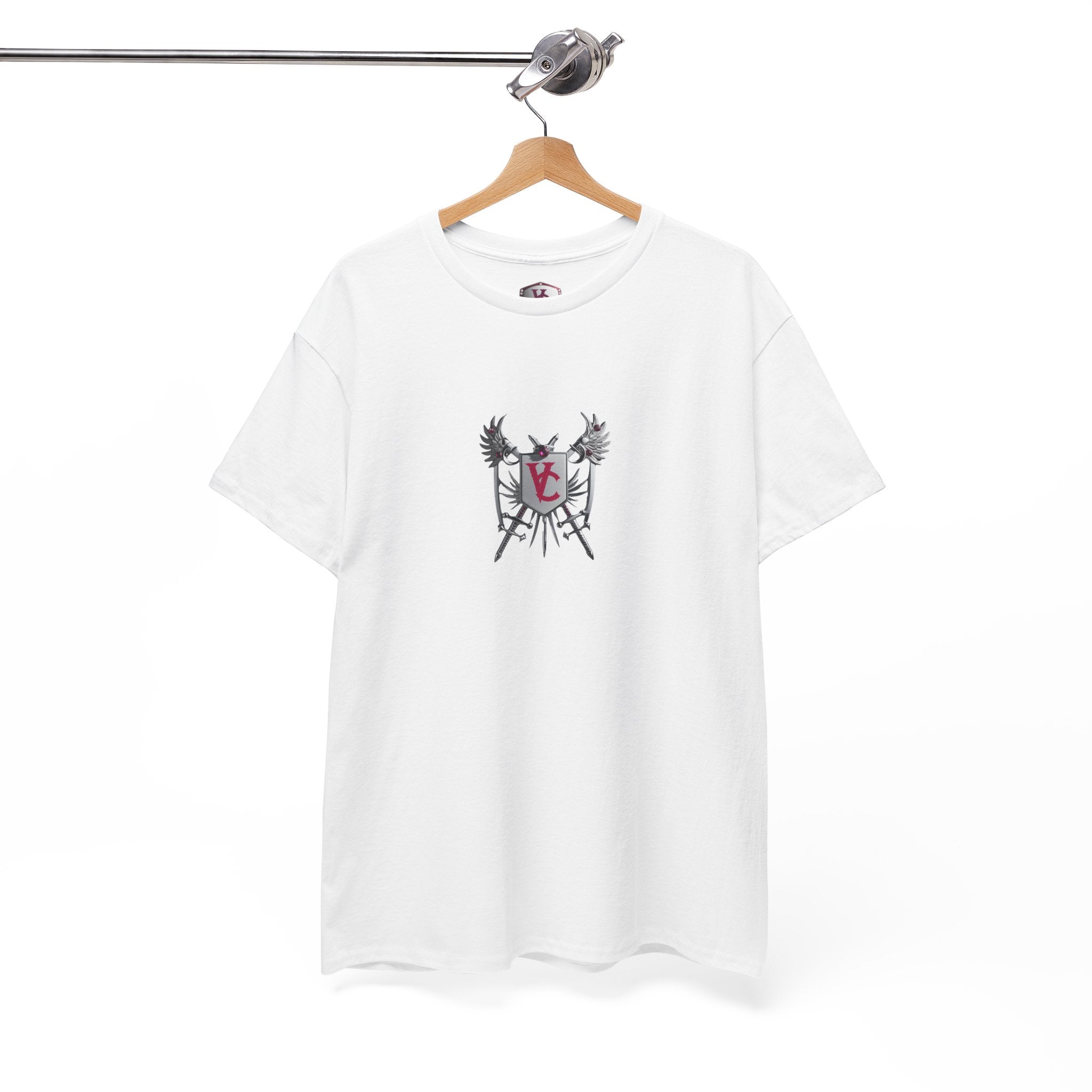 Unisex Heavy Cotton Tee with Shield Design - Bold Streetwear Style