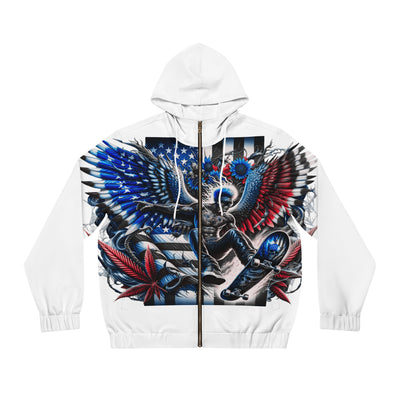 American Flag W/ Winged Female Skateboarding Silhouette Hoodie