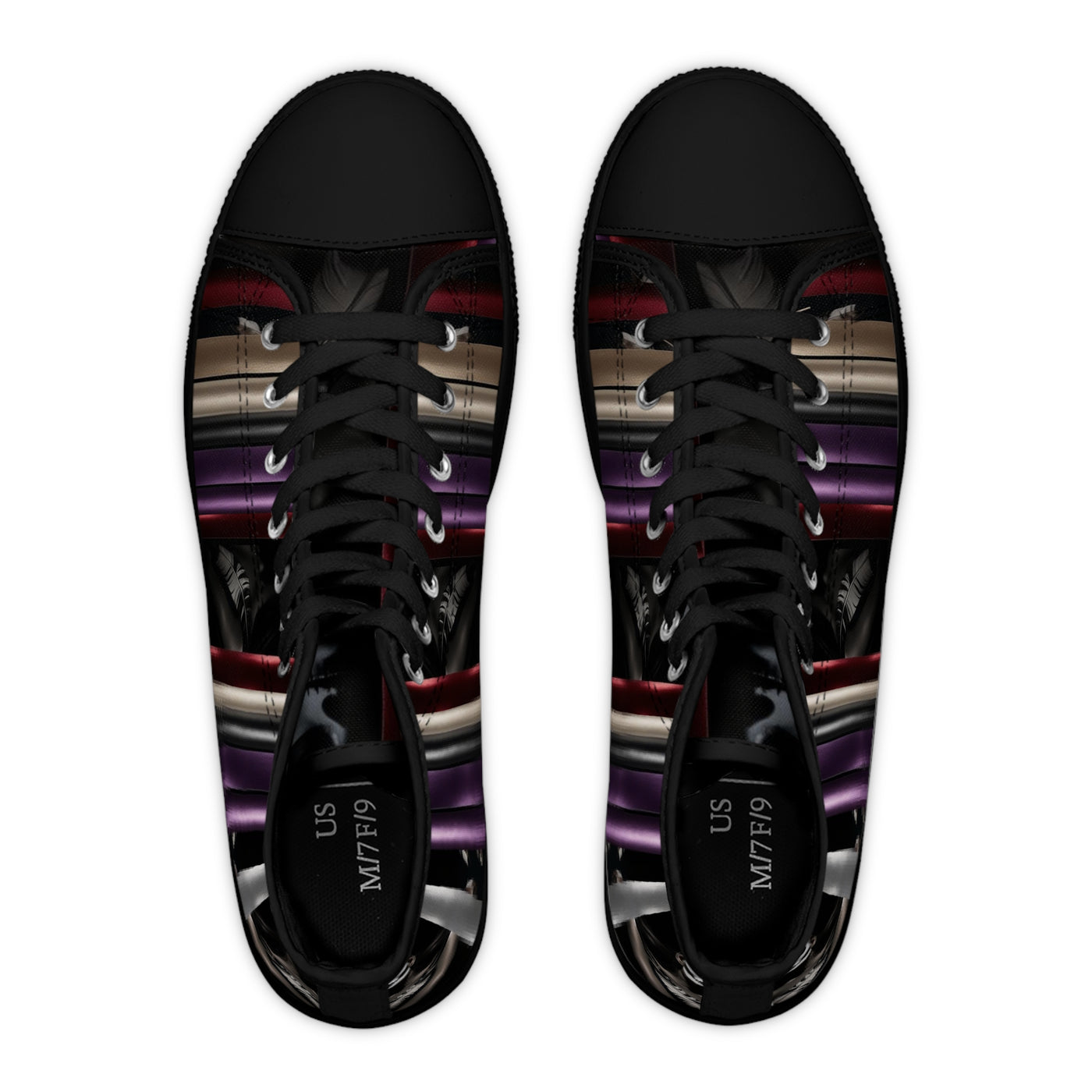 Women's High-Top Sneakers, Vivid Creations Designer Shoes Graphic Skull Design