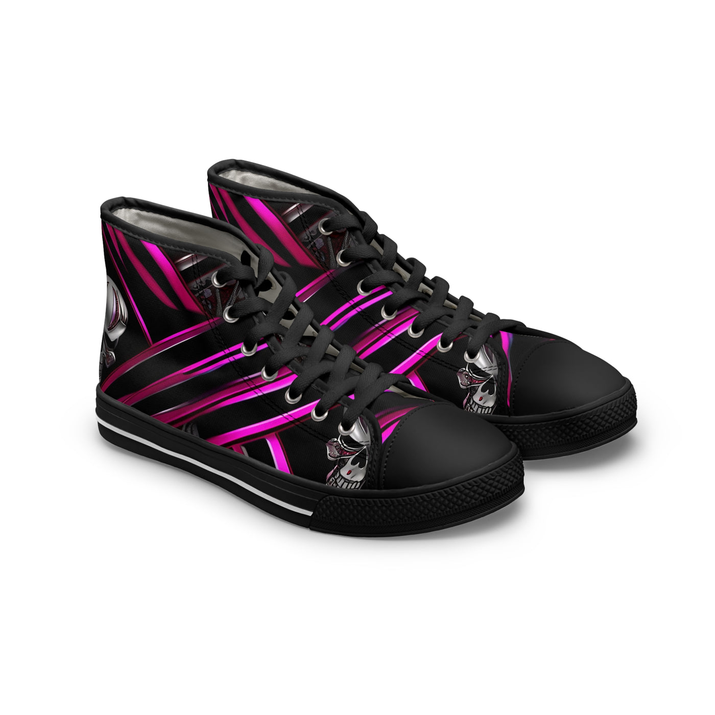 Women's High-Top Sneakers, Vivid Creations Designer Shoes Graphic Skull Design