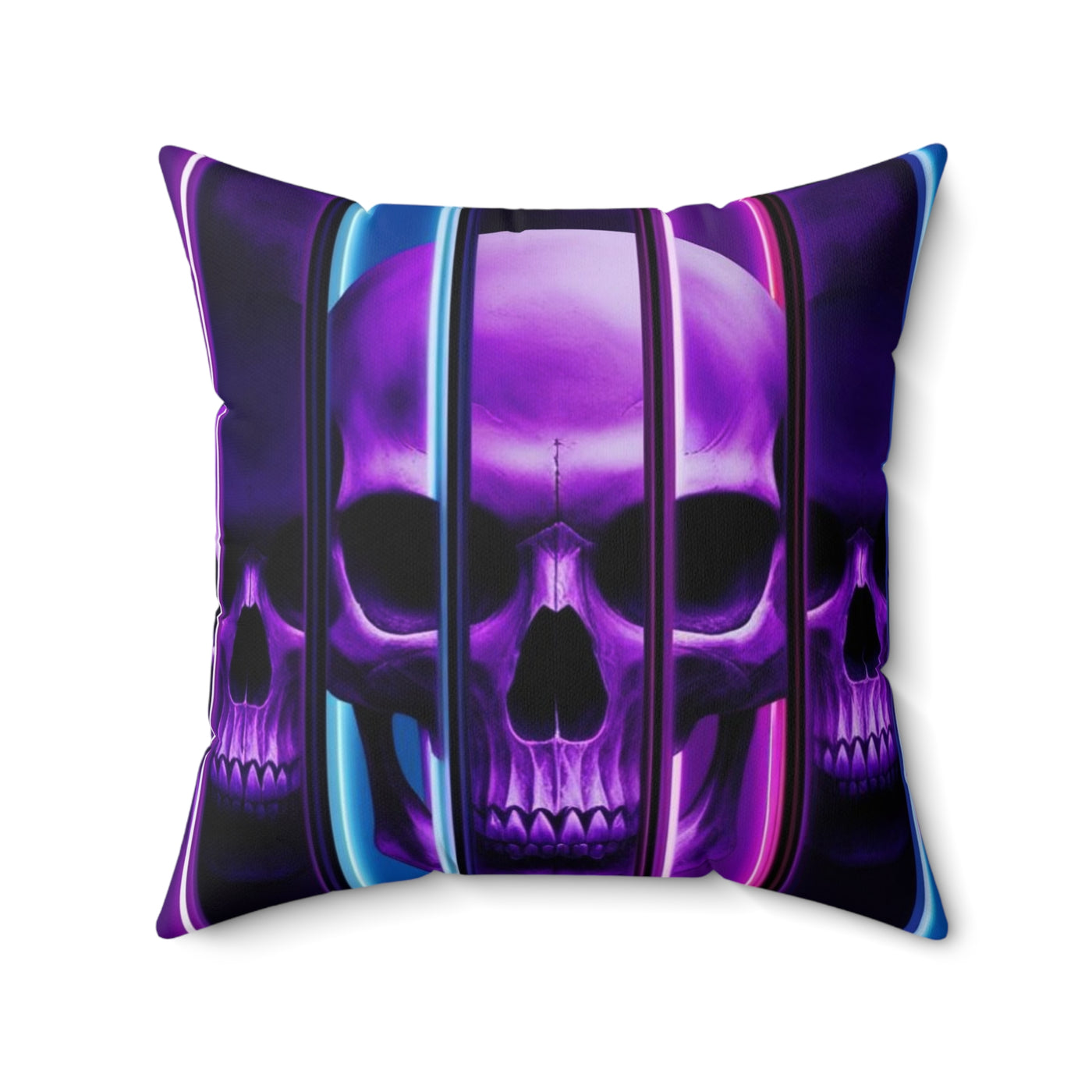 16, Polyester Square Purple Skull Pillow