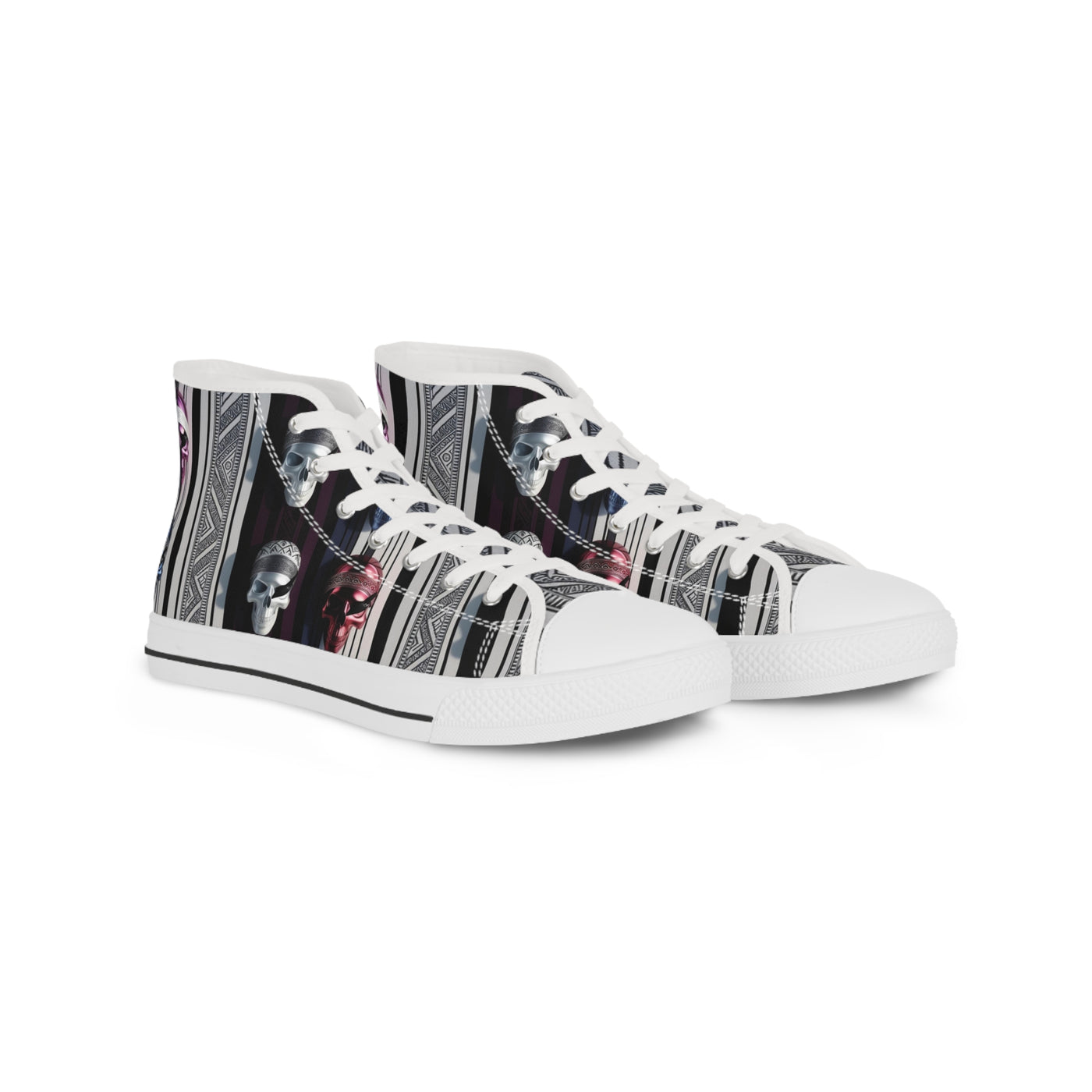 Men's High-Top Sneakers, Vivid Creations Designer Shoes Graphic Skull Design