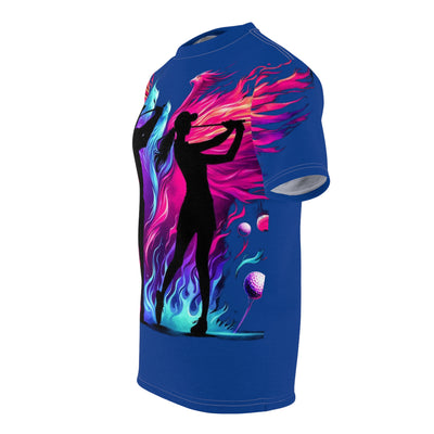 Male & Female Golfing Silhouette W/ Flames T-shirt