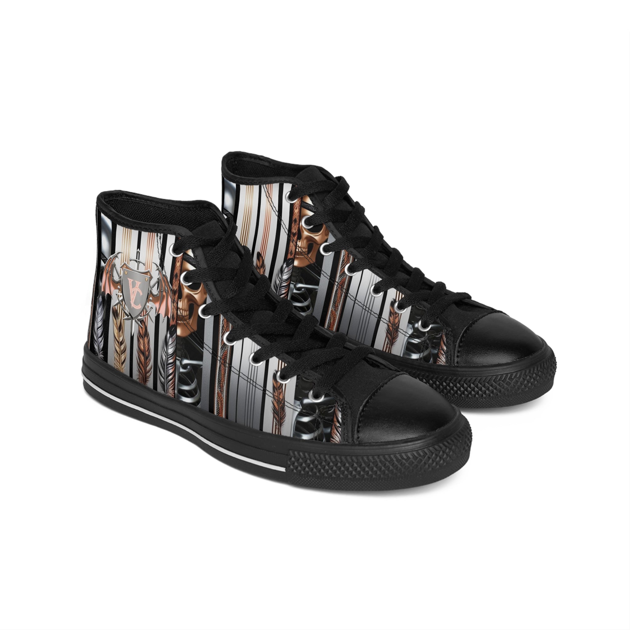 Men's Classic Sneakers with Tribal Design - Stylish High-Top Footwear for Everyday Adventures