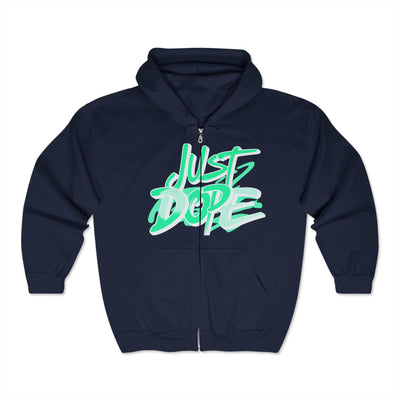 Just Dope Unisex Heavy Full Zip Hooded Sweatshirt, Vivid Creations Graphic Hoodie