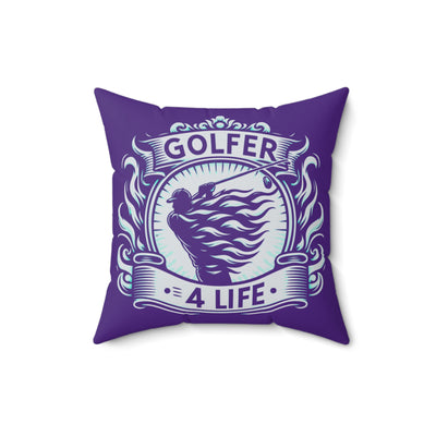 003, Faux Suede Square Golfer 4 Life Pillow, Great Golf Gift