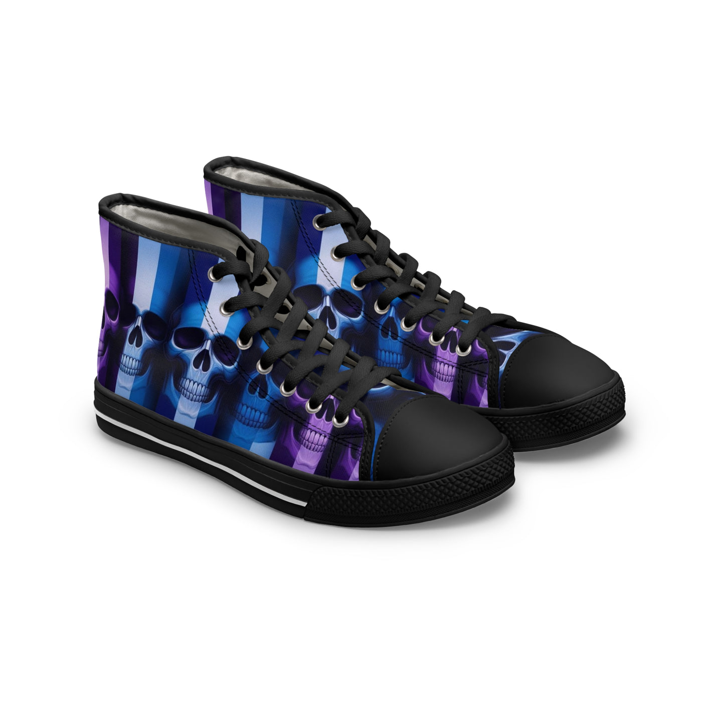 Women's High-Top Sneakers, Vivid Creations Designer Shoes Graphic Skull Design