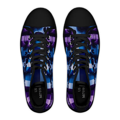 Women's High-Top Sneakers, Vivid Creations Designer Shoes Graphic Skull Design