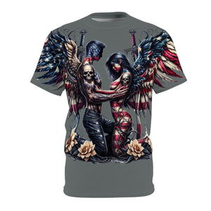 American Flag W/ Winged Kneeling Silhouette's T-shirt