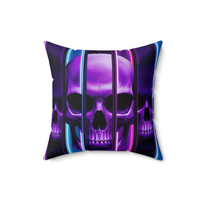 16, Polyester Square Purple Skull Pillow