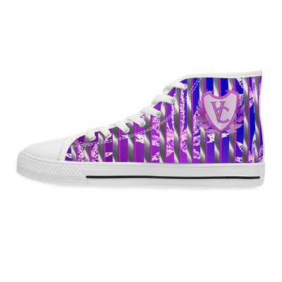 Women's V.C. High Top Sneakers - Stylish Purple Striped Design for Everyday Wear