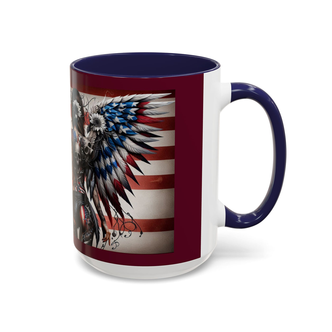 American Flag Coffee Mug (11, 15oz), W/ Winged Silhouettes