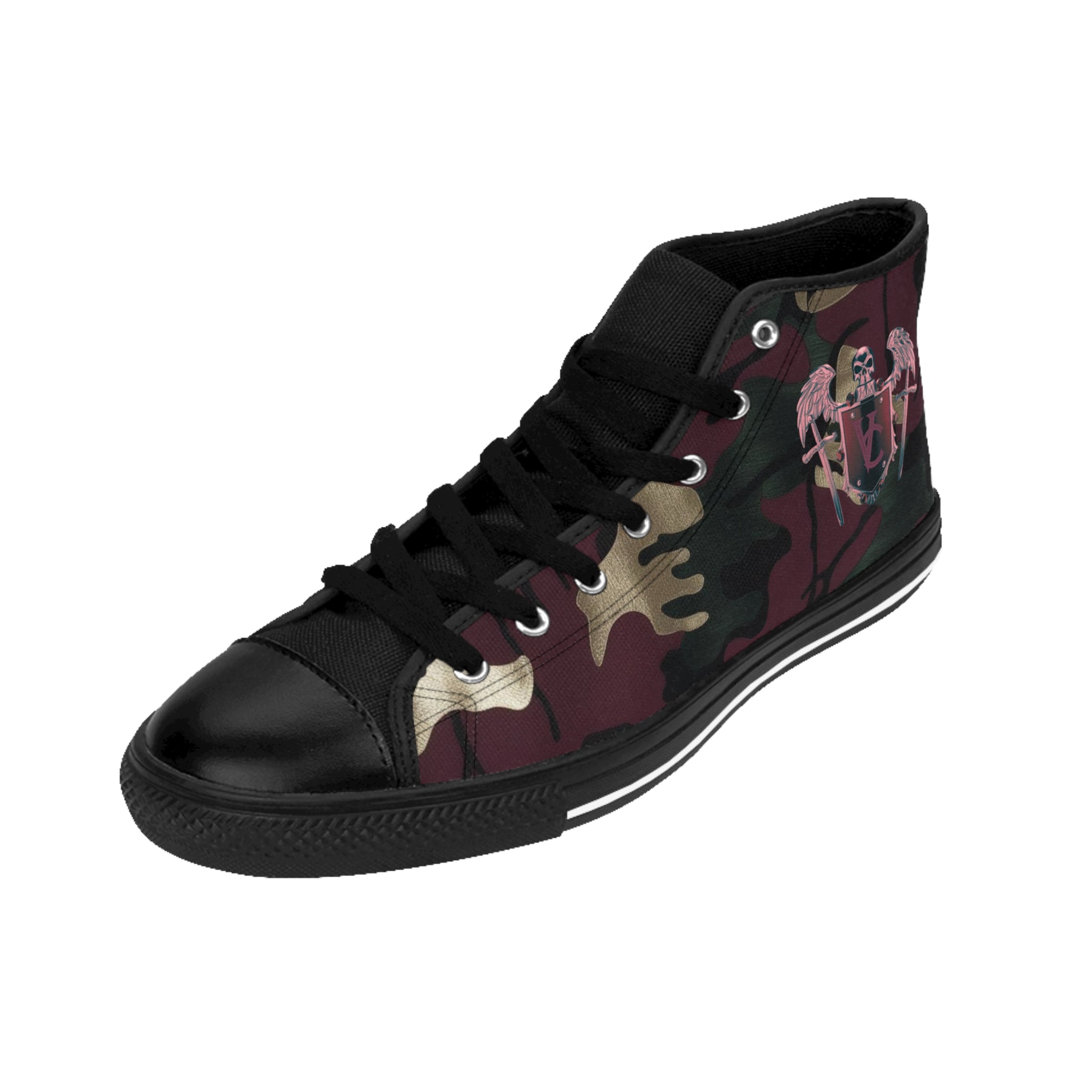 Camo High-Top Sneakers with Stylish Wings Design