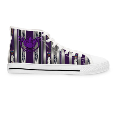 Stylish Women's High Top Sneakers with Unique Striped Design