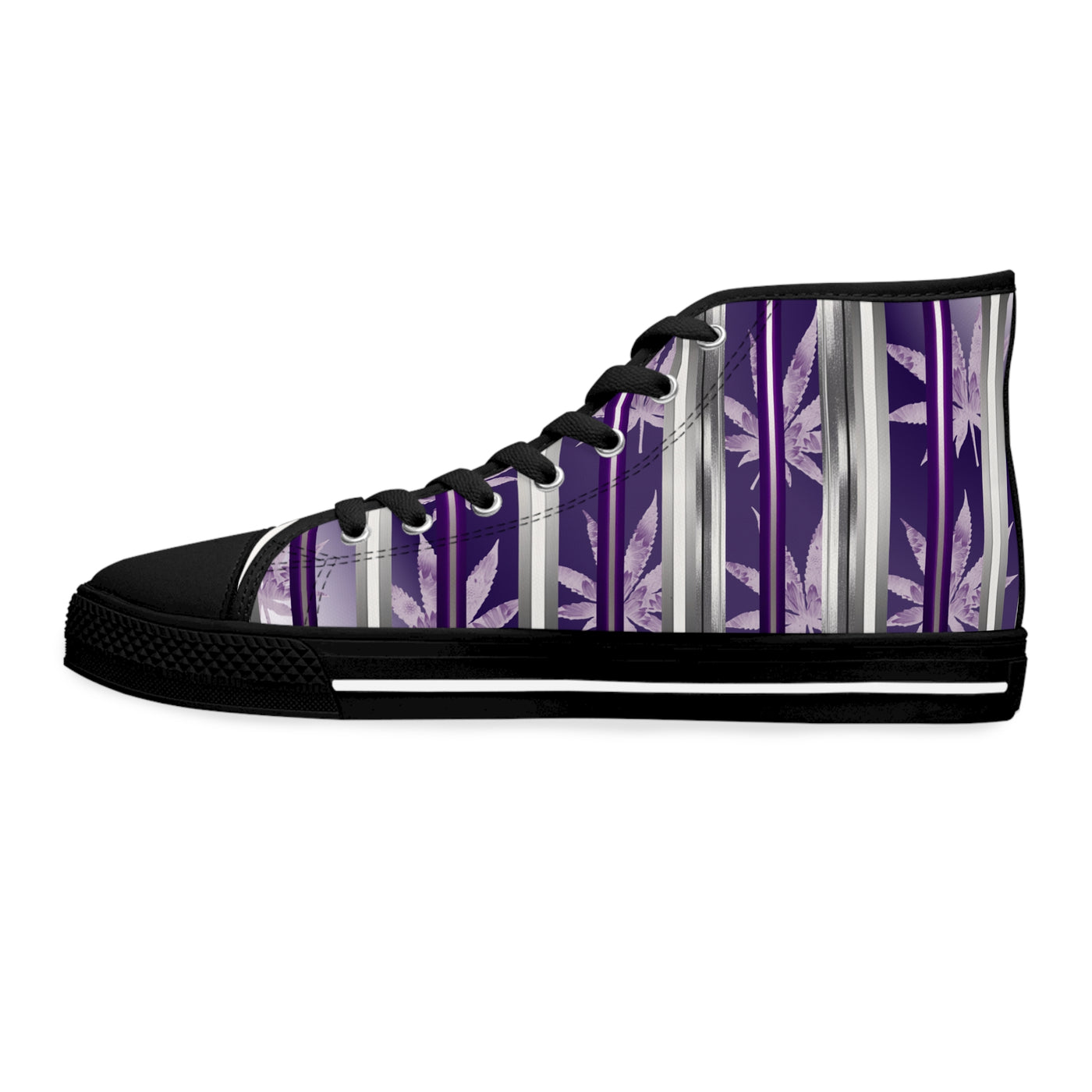 Trendy Women's High Top Sneakers with Elegant Purple Floral Design