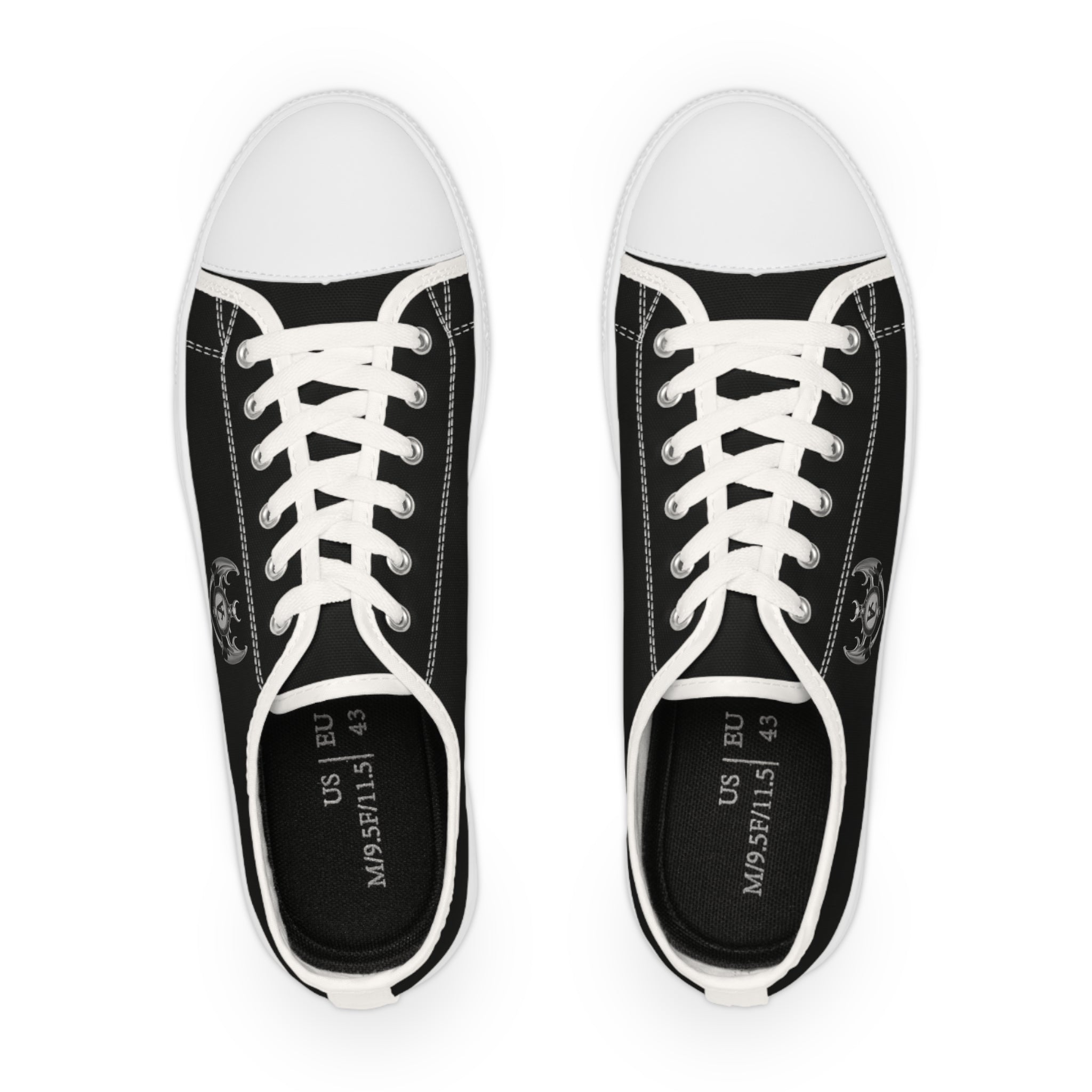 Men's Low Top Sneakers - Casual Black Sneakers with Unique Design