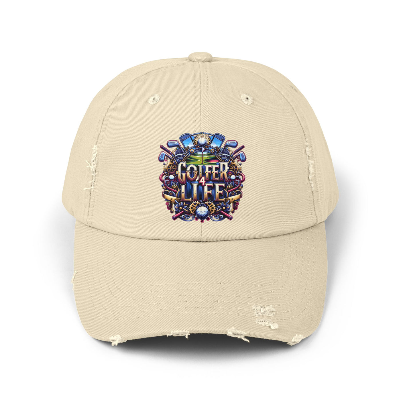 Golfer 4 Life Distressed Cap, Golf Hat, Golfing Head Wear