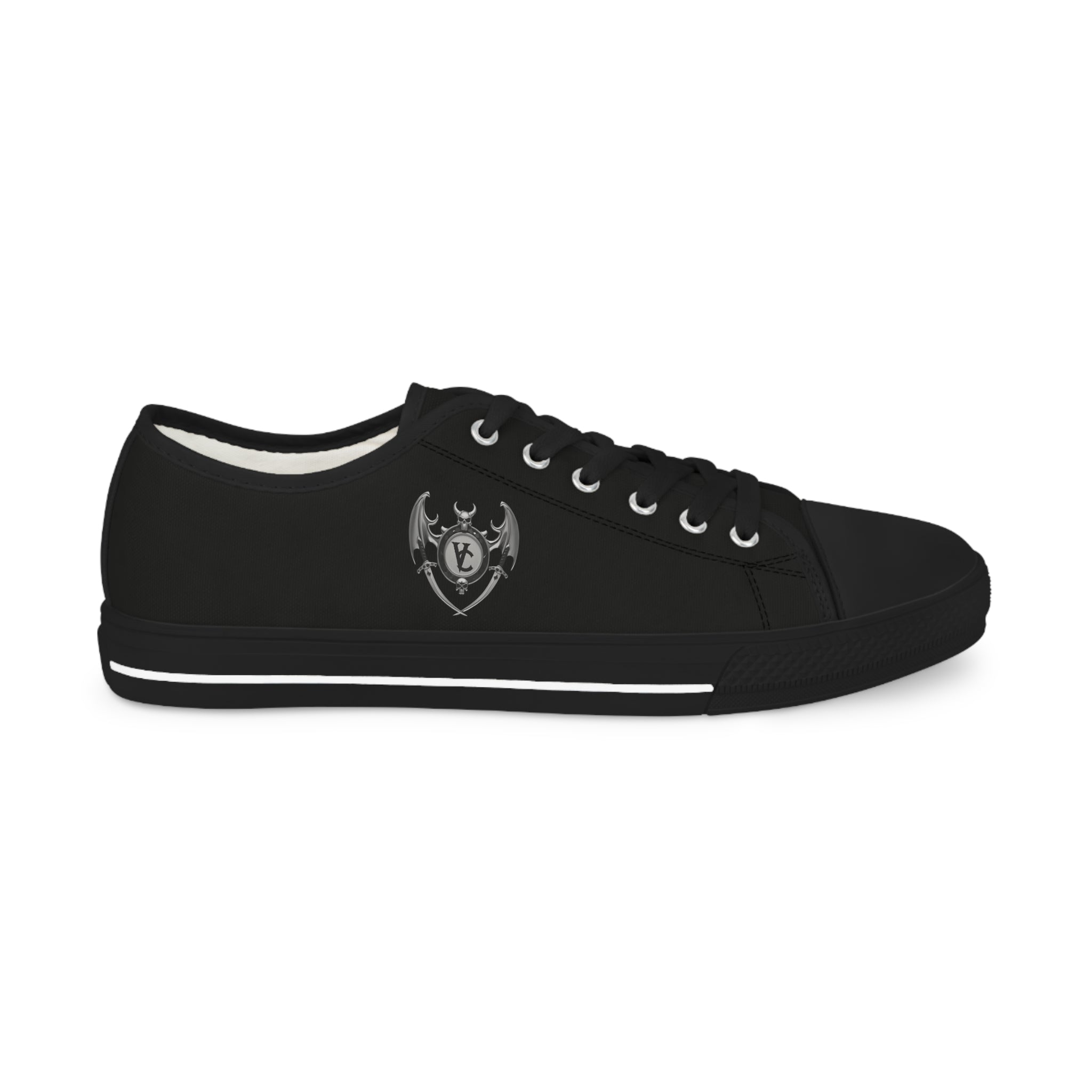 Men's Low Top Sneakers - Casual Black Sneakers with Unique Design