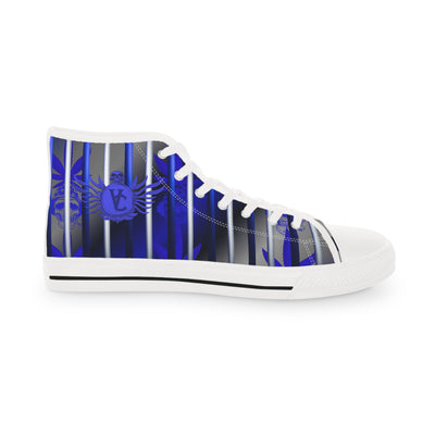 Men's High Top Sneakers - Blue Striped Urban Style