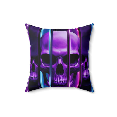 16, Polyester Square Purple Skull Pillow