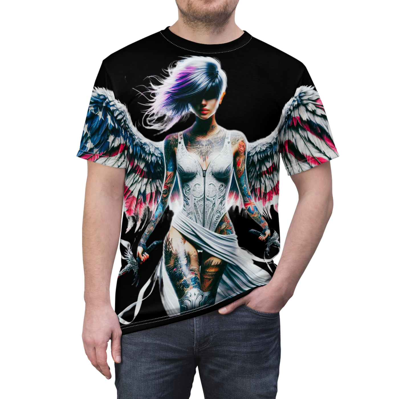 American Flag W/ Winged Female Silhouette's T-shirt