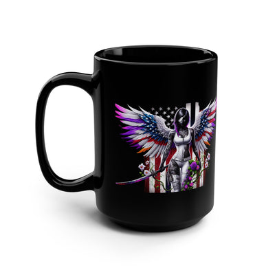 Black Mug, 15oz American Flag Mug