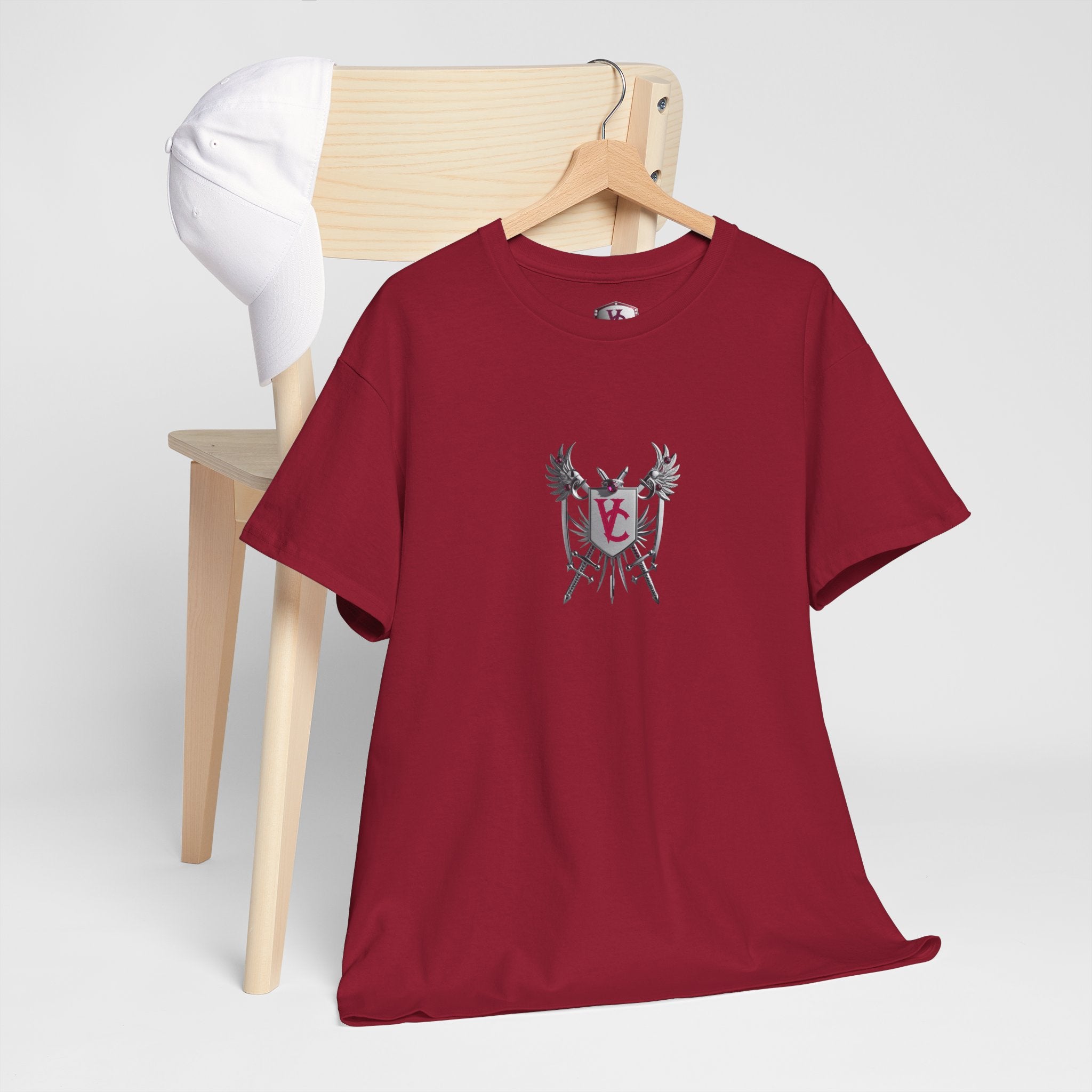 Unisex Heavy Cotton Tee with Shield Design - Bold Streetwear Style