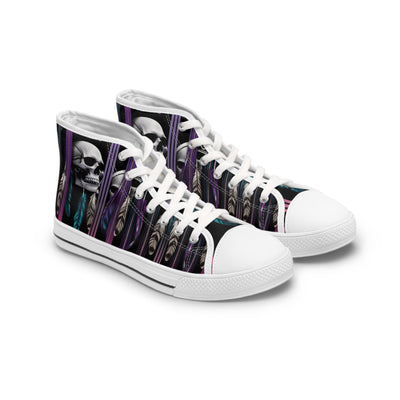 Women's High-Top Sneakers, Vivid Creations Designer Shoes Graphic Skull Design