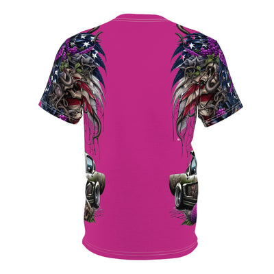 American Flag W/ Winged Female Silhouette & Mustang T-shirt