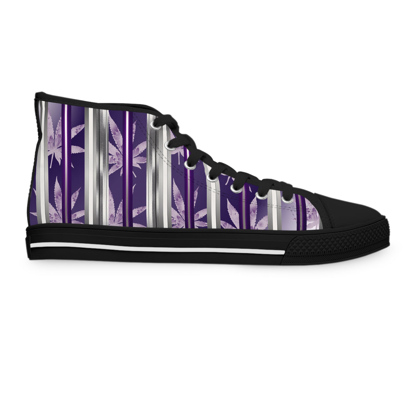 Trendy Women's High Top Sneakers with Elegant Purple Floral Design