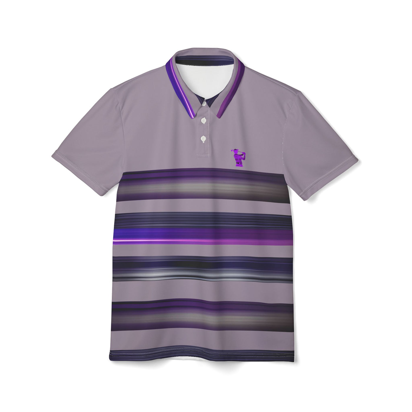 Stylish Unisex Polo Shirt with Purple Stripes - Casual Chic for All Occasions