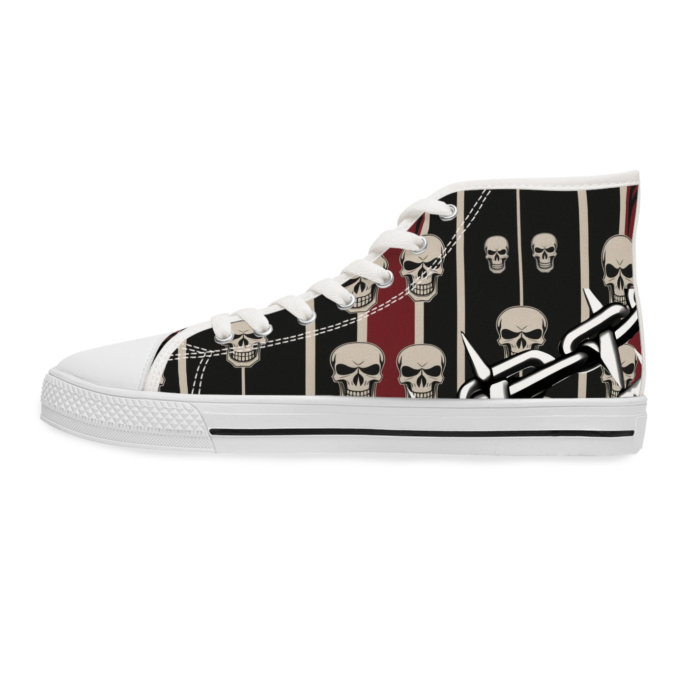 Women's High-Top Sneakers, Vivid Creations Designer Shoes Graphic Skull Design