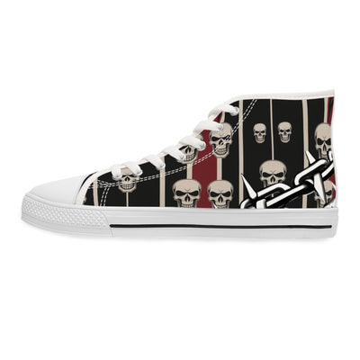 Women's High-Top Sneakers, Vivid Creations Designer Shoes Graphic Skull Design