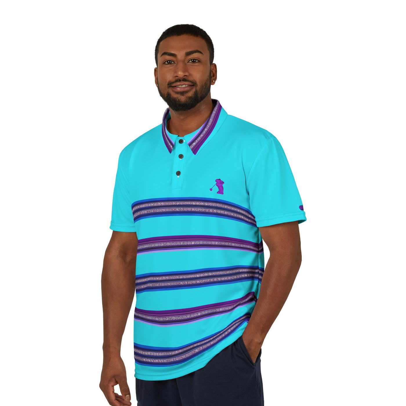 Vibrant Striped Golfer 4 Life Polo Shirt - Perfect for Summer Outings and Casual Gatherings