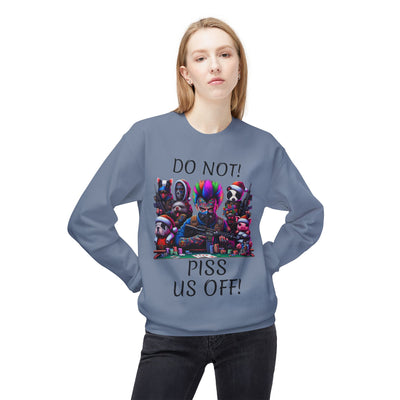 Fleece Crewneck Poker Sweatshirt, Vivid Creations Do Not Piss Us Off Sweatshirt