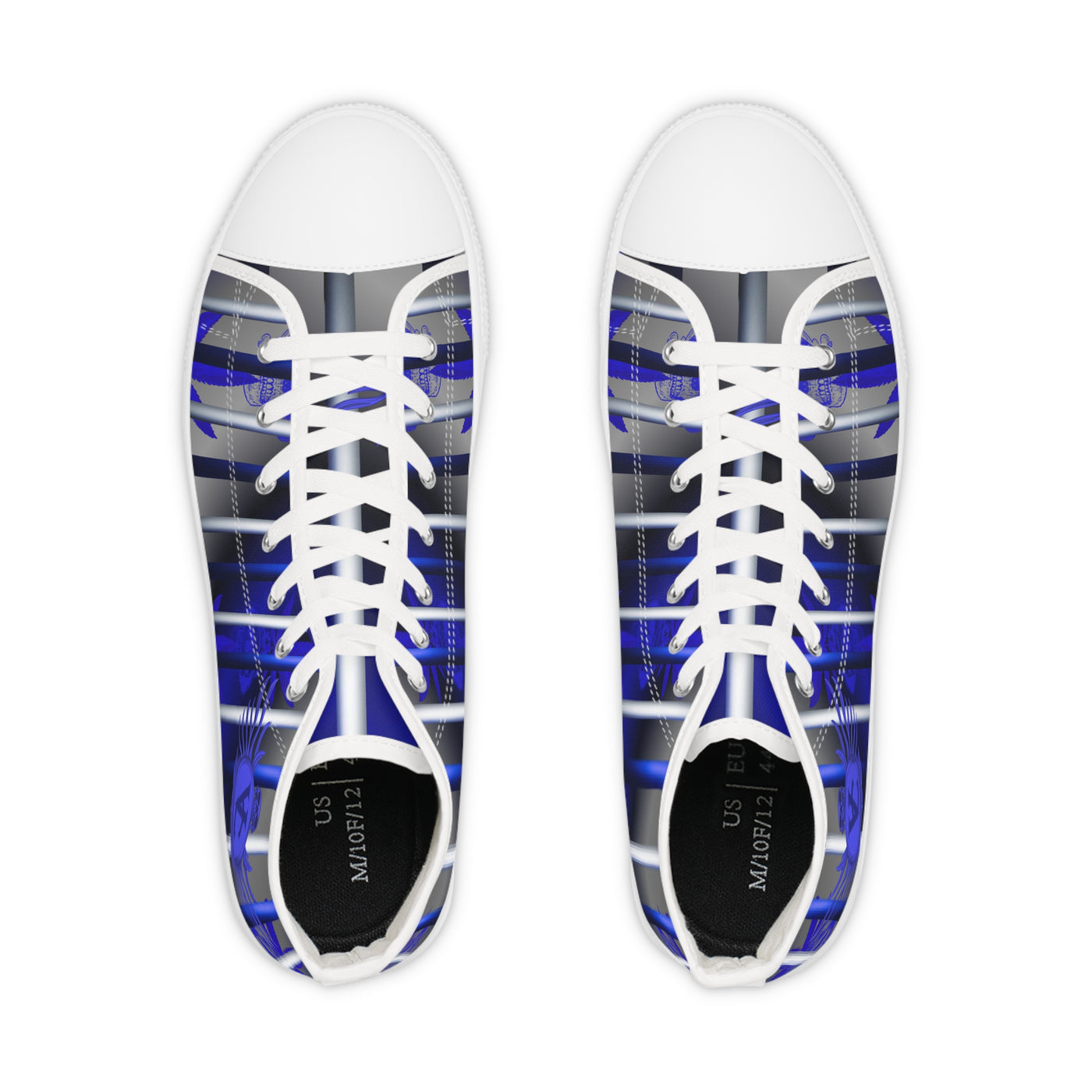 Men's High Top Sneakers - Blue Striped Urban Style