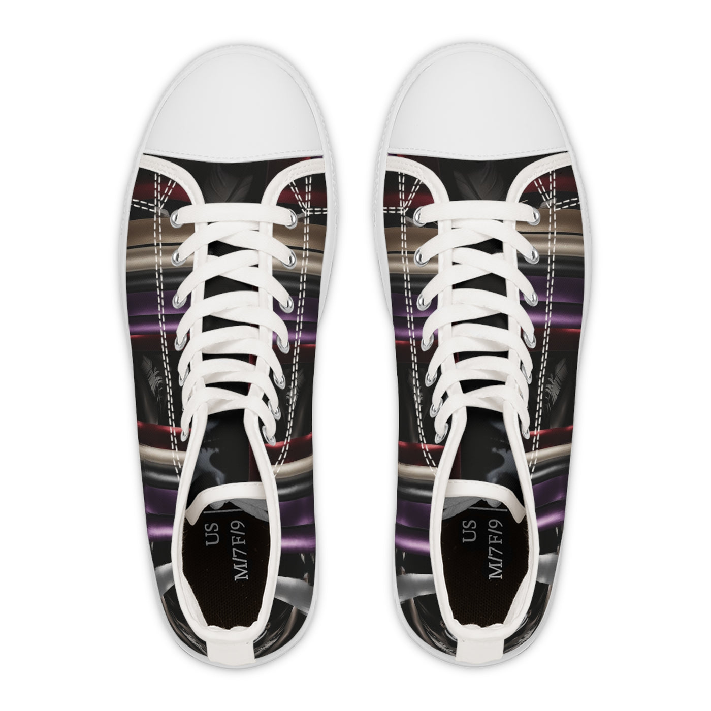 Women's High-Top Sneakers, Vivid Creations Designer Shoes Graphic Skull Design