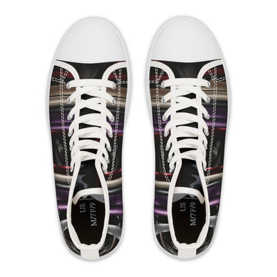 Women's High-Top Sneakers, Vivid Creations Designer Shoes Graphic Skull Design