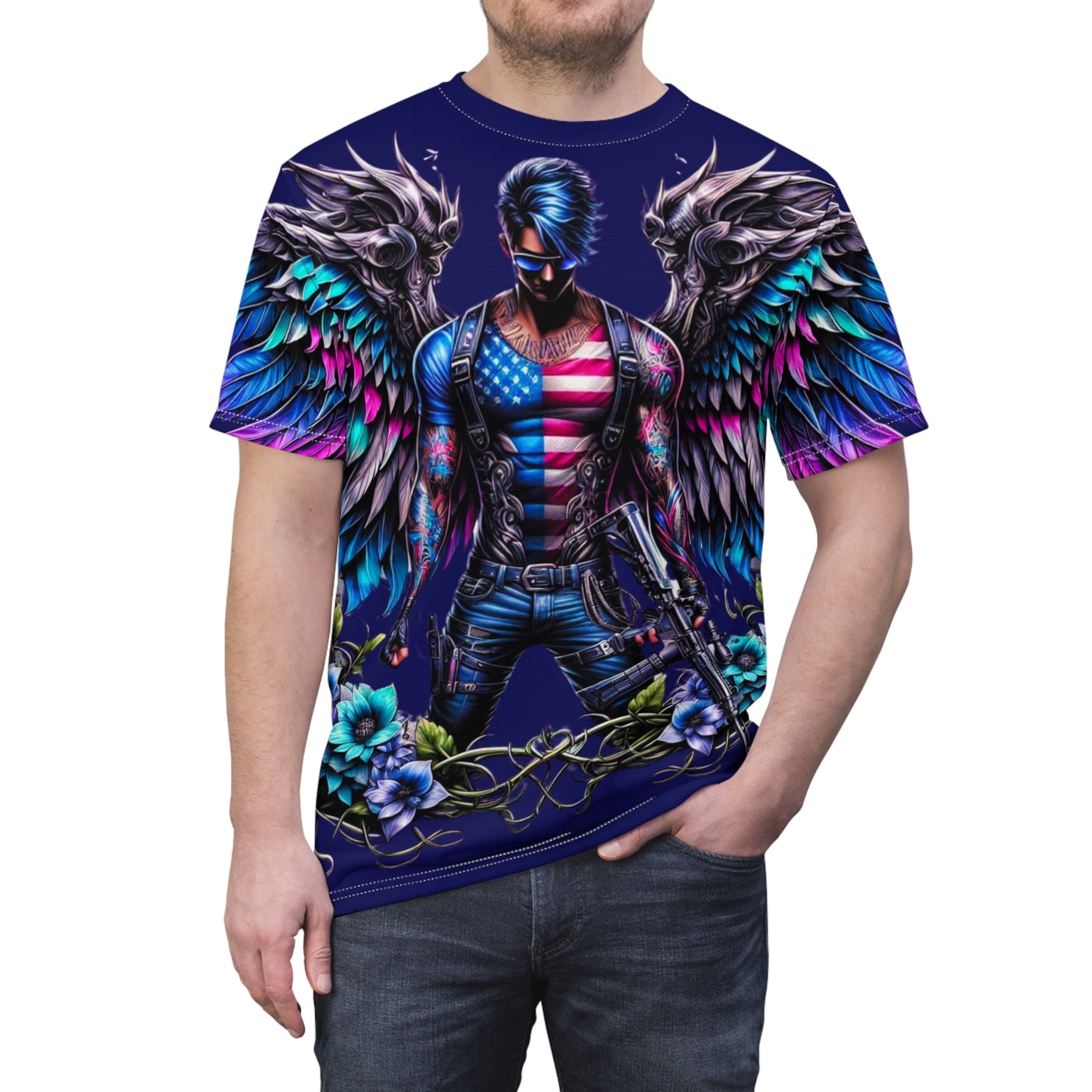 American Flag T-shirt, W/ Winged Male Silhouette's